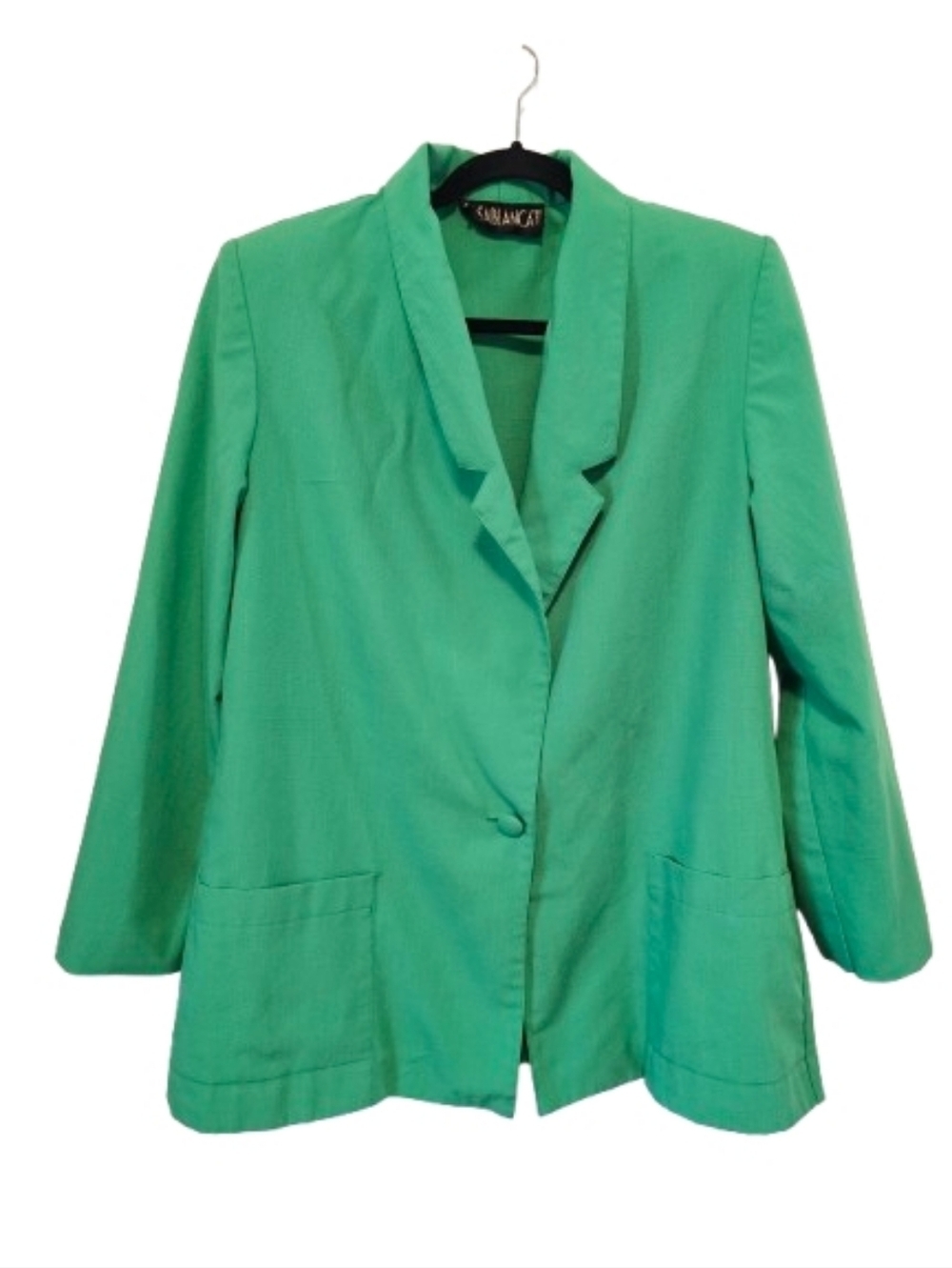 Casablanca Vintage Women's Green Single-Button Blazer Jacket Size 16 W *See flaw